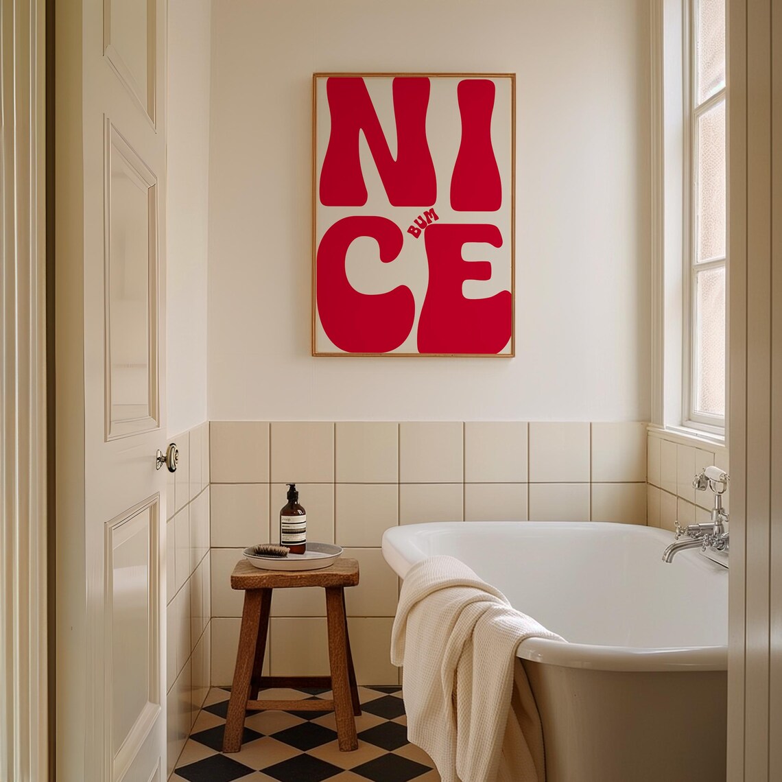 Nice Bum Funny Typography Bathroom Art Print - Image 5