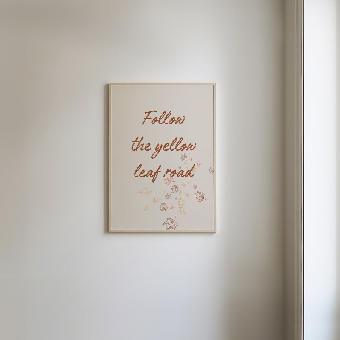 Follow The Yellow Leaf Road Autumn Leaves Quote Typography Poster - Image 2