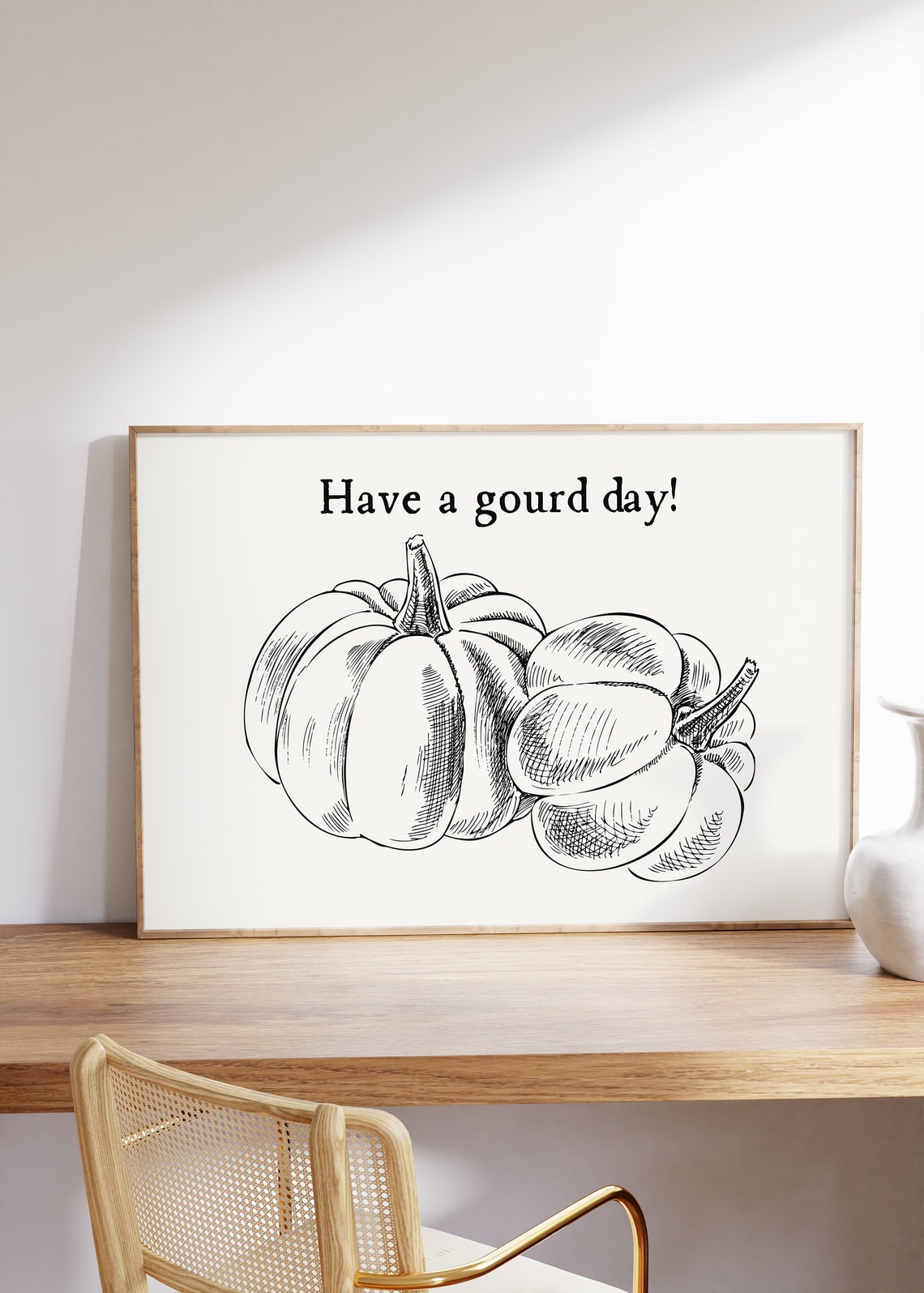 Have a Gourd Day Funny Pumpkin Sketch Fall Pun Harvest Poster - Image 3