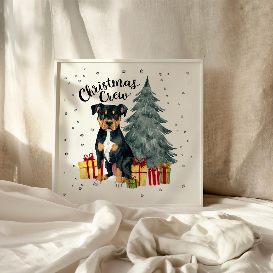 Christmas Crew Black Puppy Gifts Tree Cute Dog Holiday Poster - Image 2