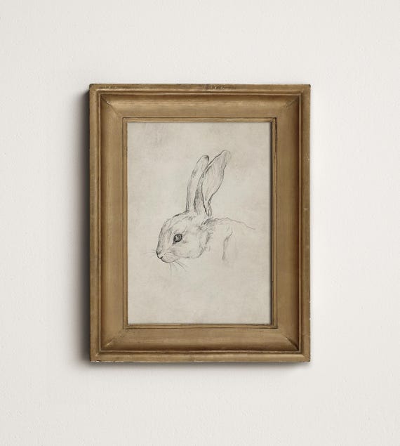 Rustic Rabbit Art Print, Neutral Nordic Bunny