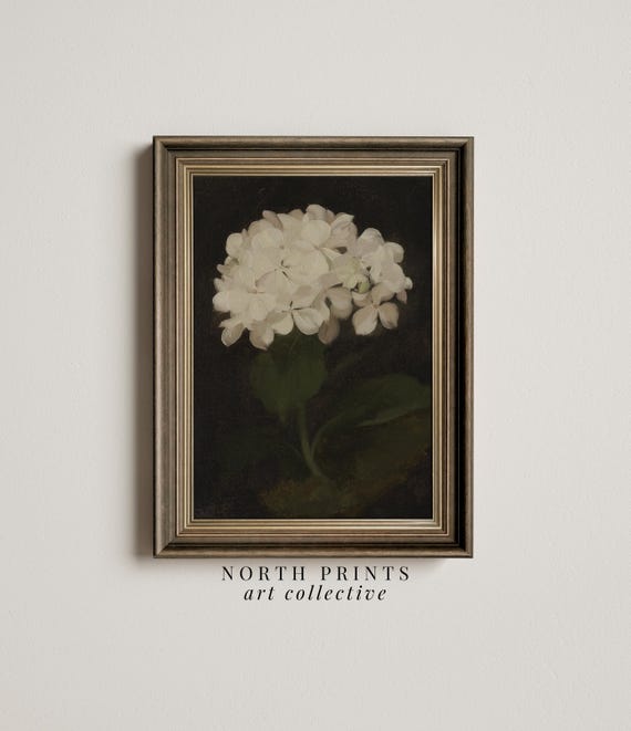 Hydrangea Painting Vintage Botanical Flower Art Print