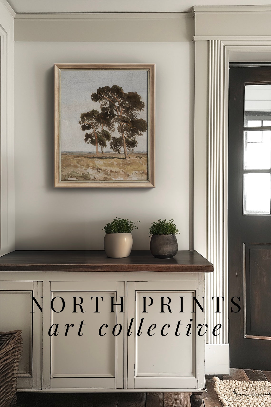 Rustic Country Landscape Painting Tall Pine Trees Meadow Poster - Image 2
