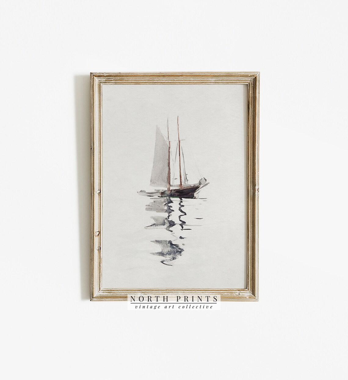 Neutral Nautical Sailboat Vintage Nursery Art Print - Image 3