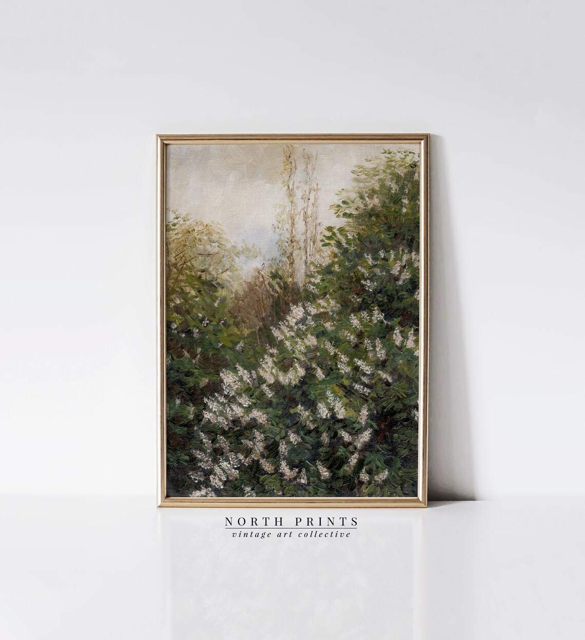 Spring Farmhouse Lilac Tree Vintage Oil Painting Art Print