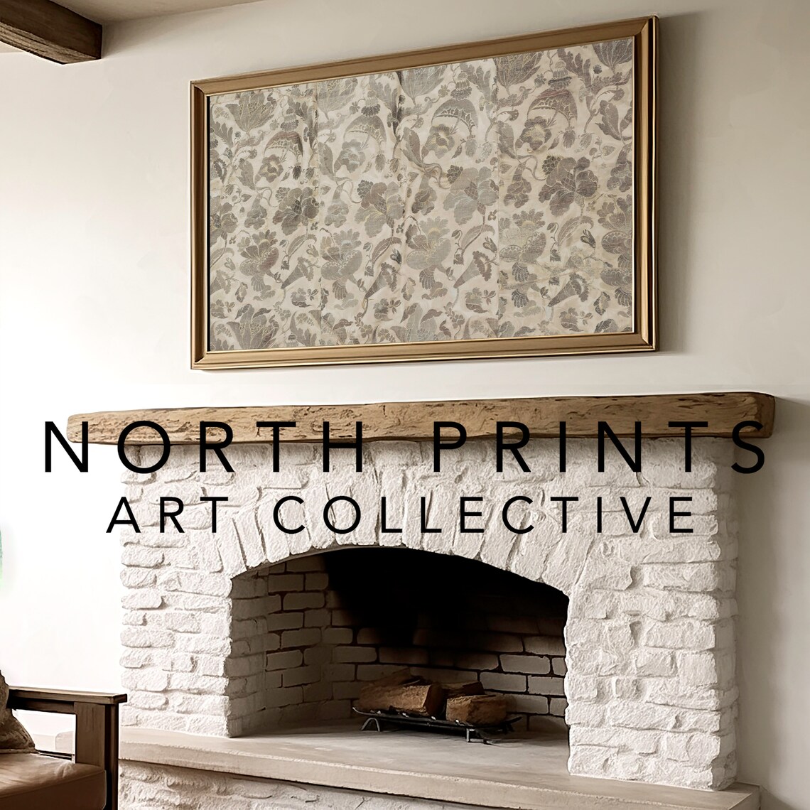 Vintage Tapestry Neutral Pattern Art Print - Image 3
