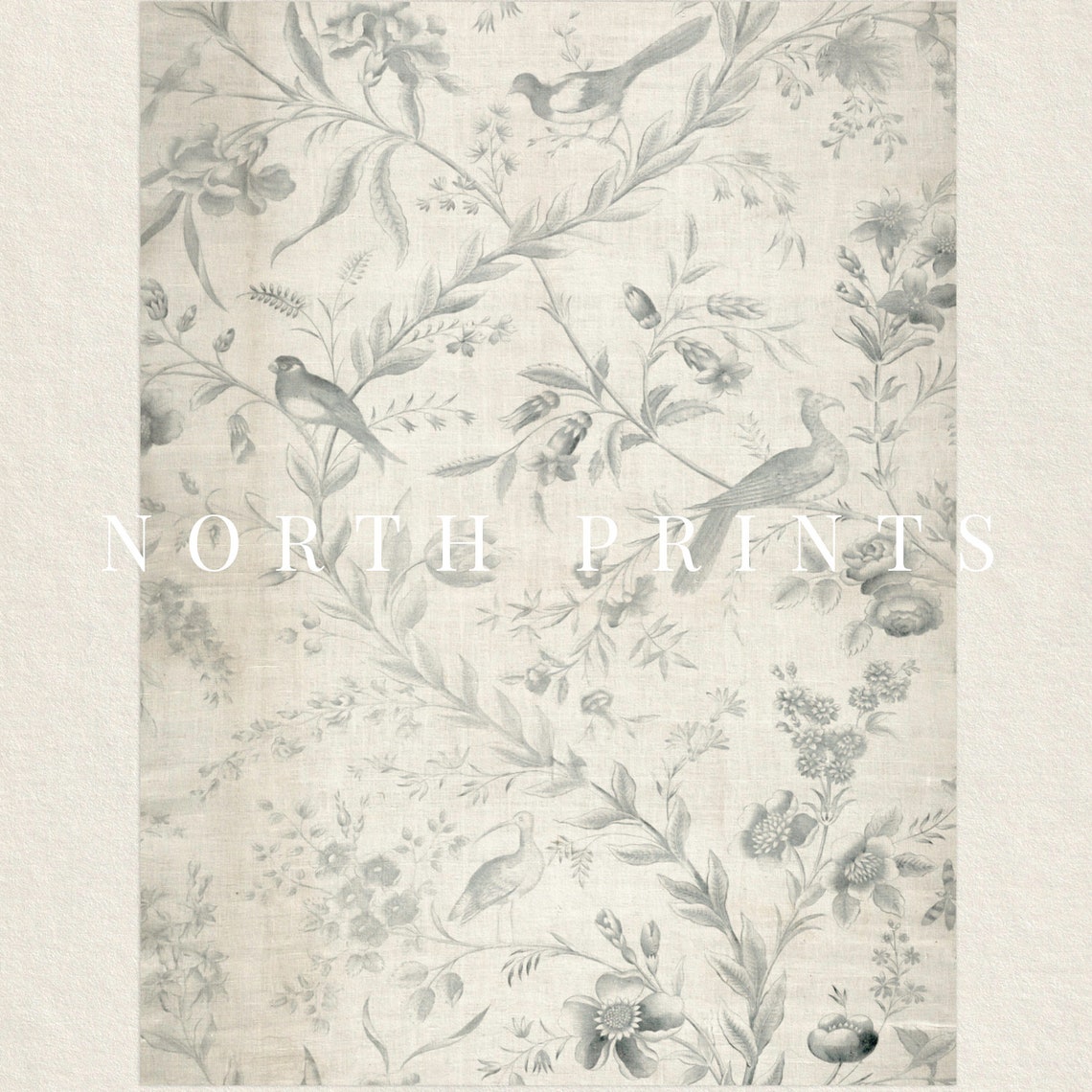 Vintage Neutral Tapestry Print Antique Textile Eclectic Art 4 154 - Image 2