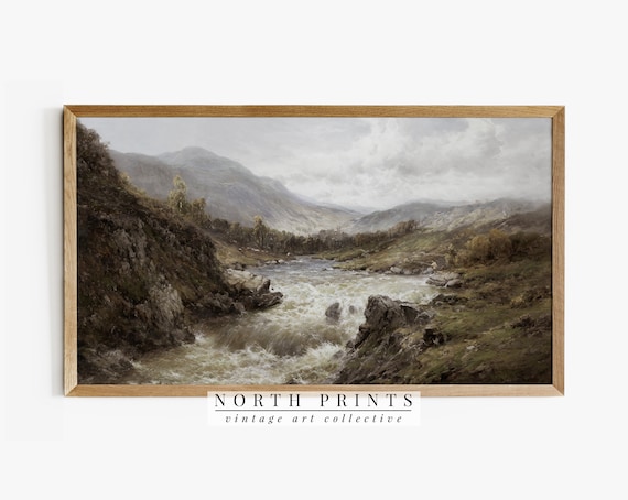 Vintage Rustic Mountain Landscape Art Print