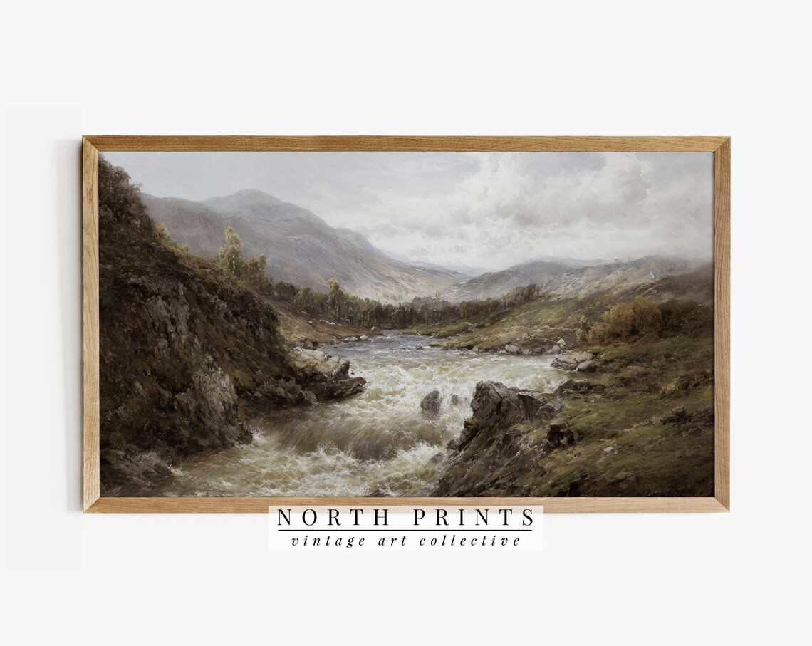 Vintage Rustic Mountain Landscape Art Print