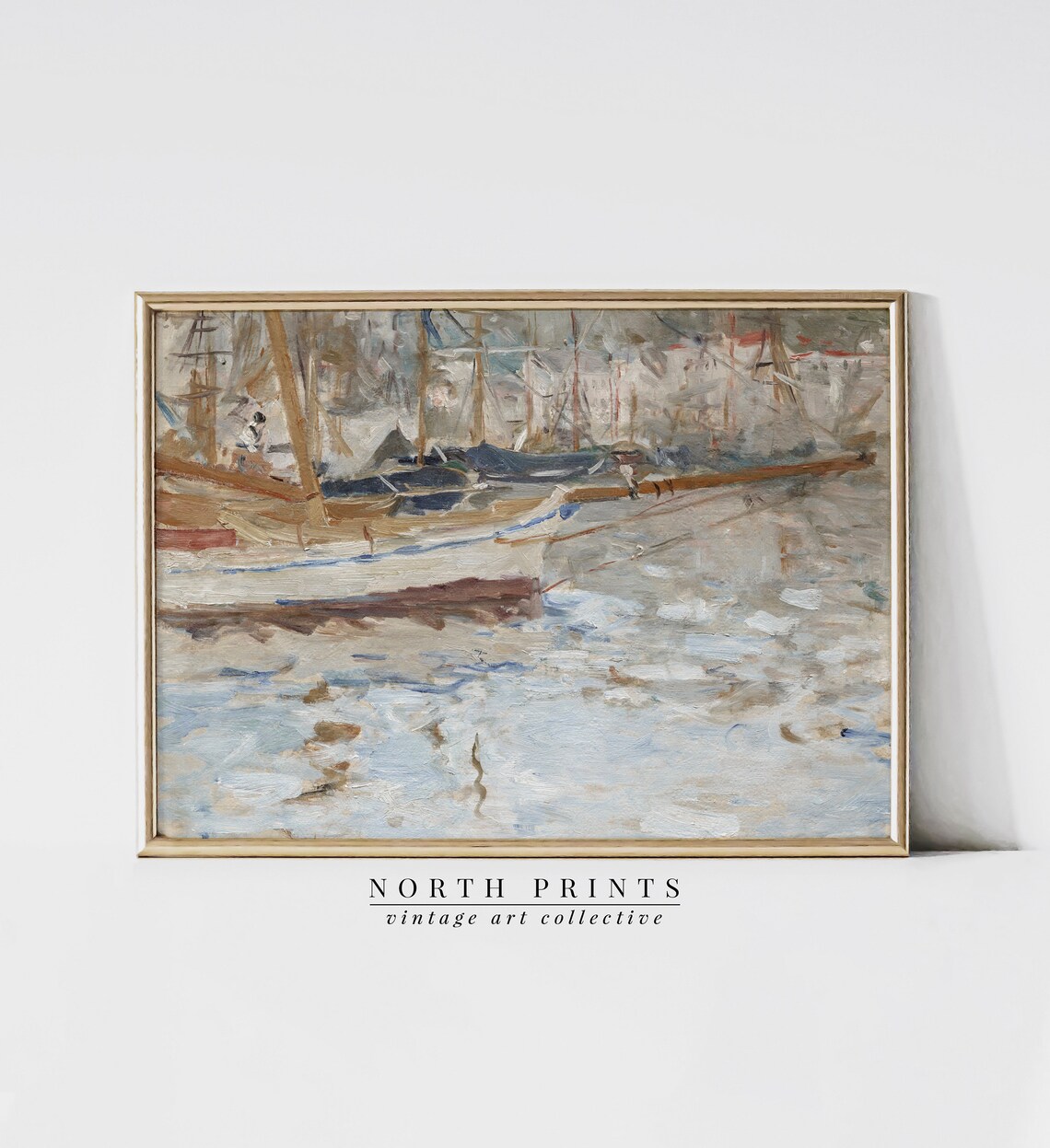 Sailboat Painting, Neutral Nautical Lake House Art Print