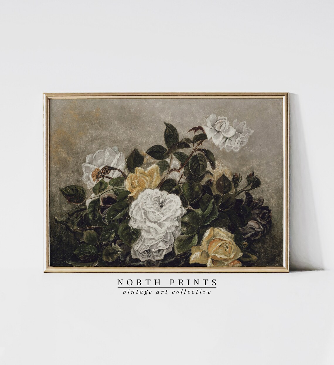 Yellow Roses Antique Still Life Art Print