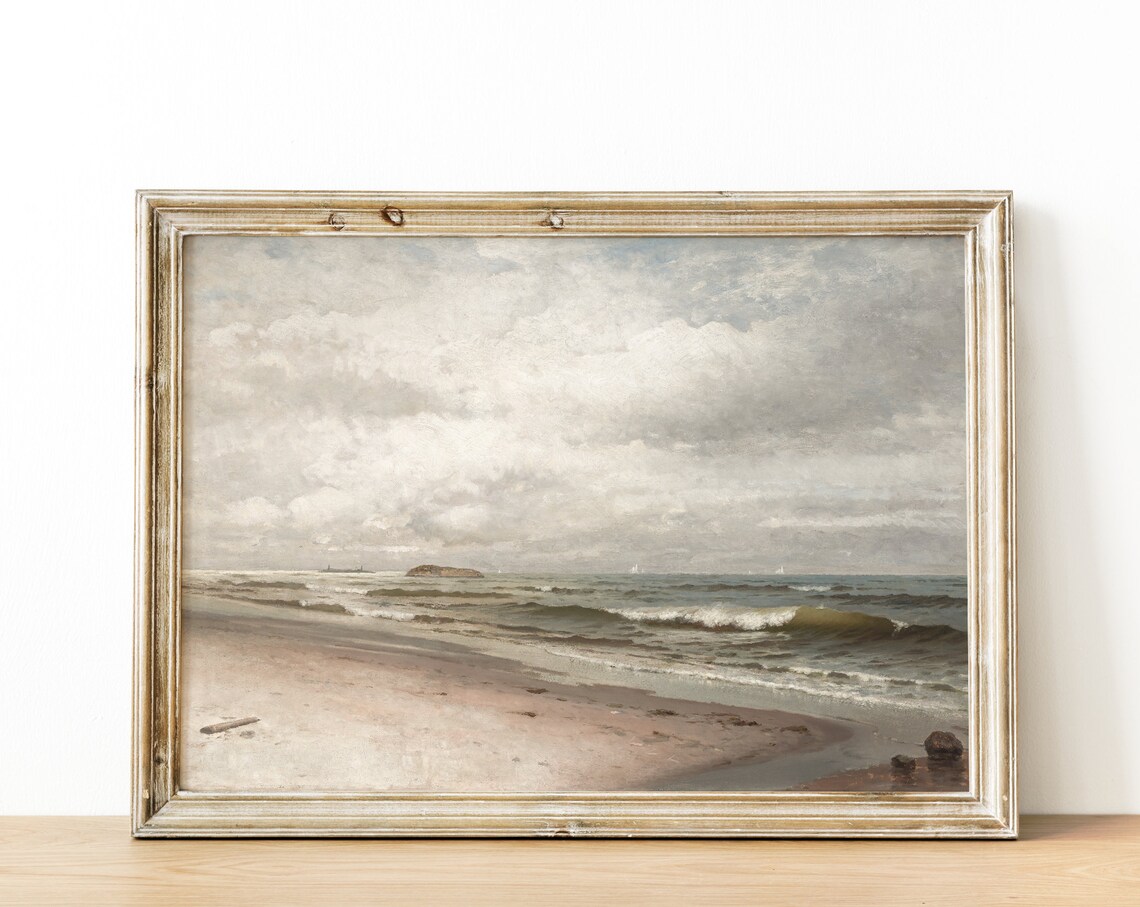 Vintage Seascape Oil Painting, Coastal Wall Decor - Image 3