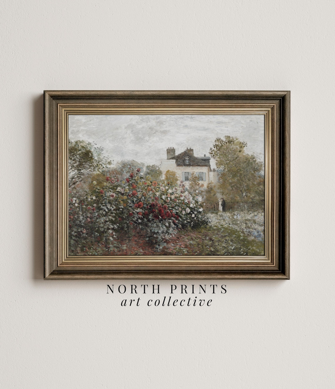 Cottage Rose Garden Country Landscape Art Print