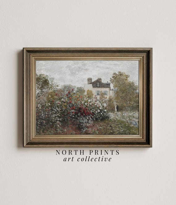 Cottage Rose Garden Country Landscape Art Print
