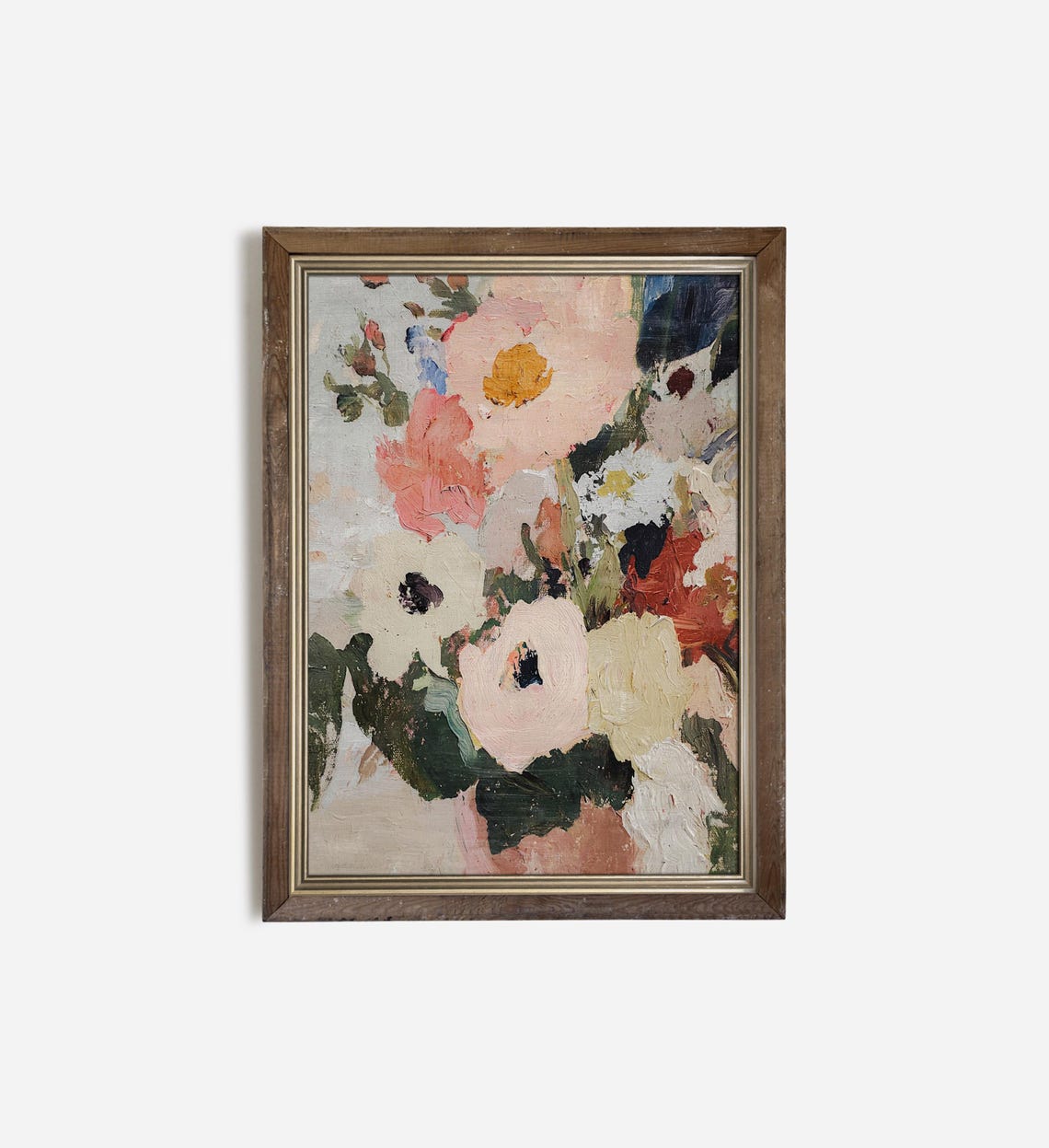 Abstract Floral Bouquet Oil Painting Pink Coral Statement Wall Poster - Image 2