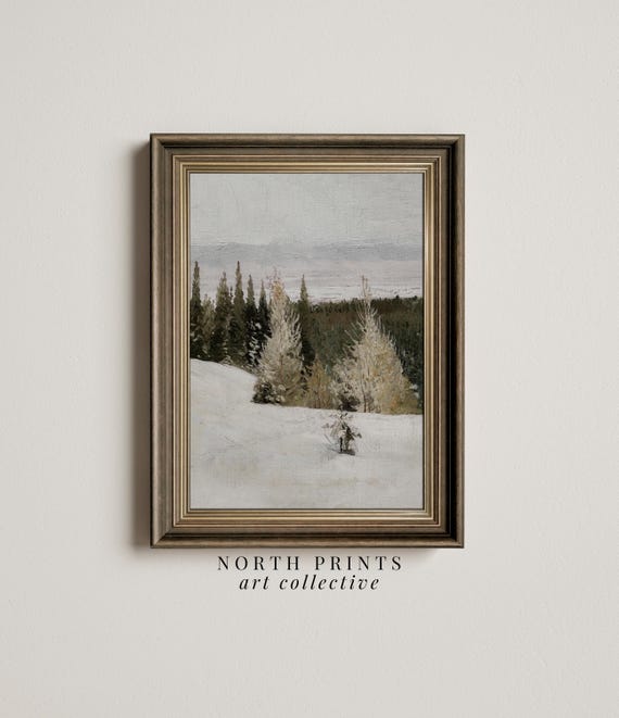 Winter Country Forest Painting Christmas Art Print