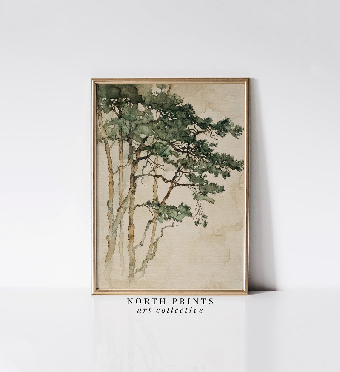 Pine Tree Minimalist Watercolor Art Print