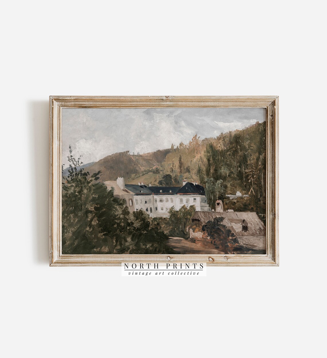 Vintage European Villa Landscape Art Print - Image 2