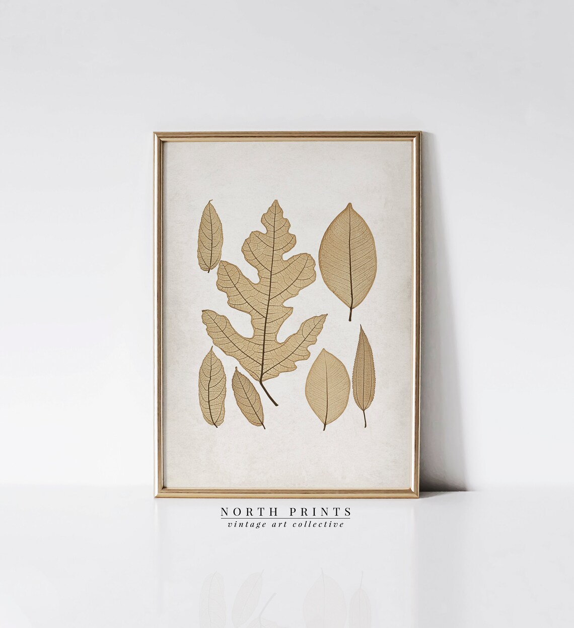 Neutral Autumn Botanical Leaf Art, Vintage Country