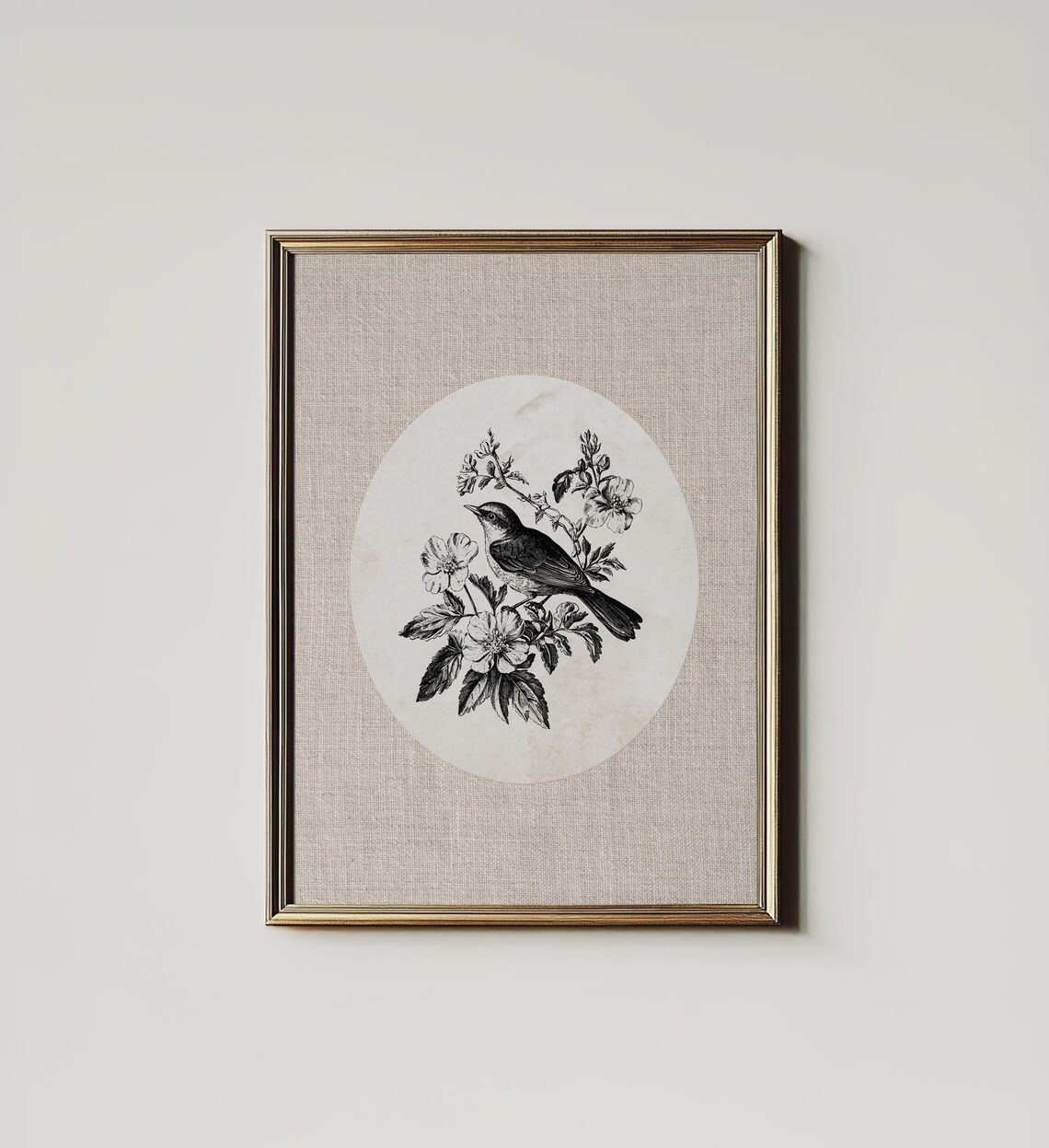 Vintage Bird Art Print, Cottagecore Nursery Decor