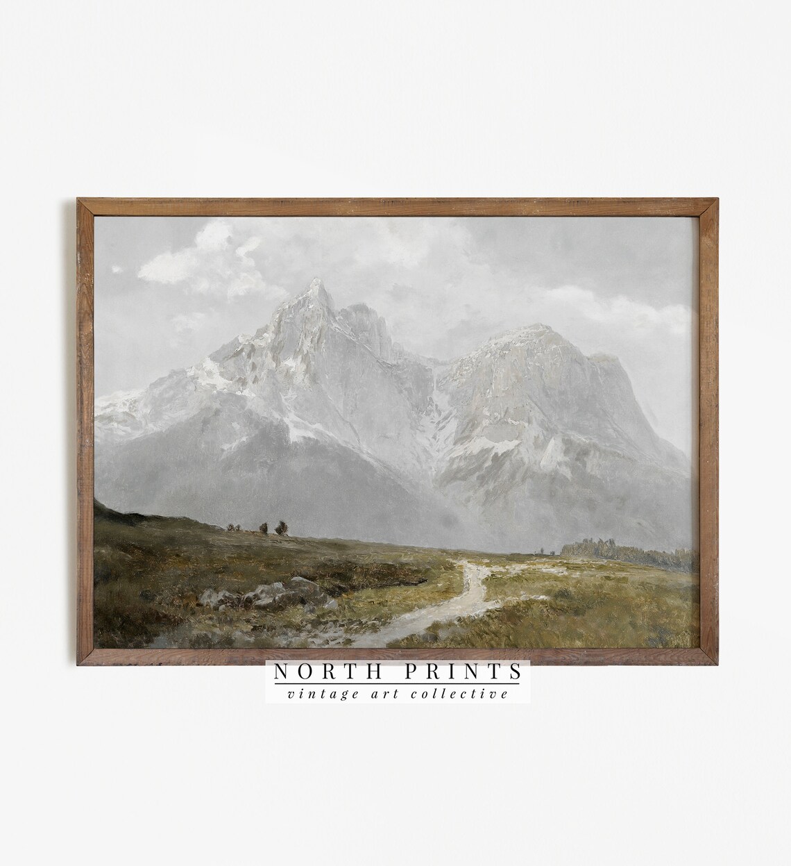 Vintage Mountain Landscape Painting, Art Print - Image 2