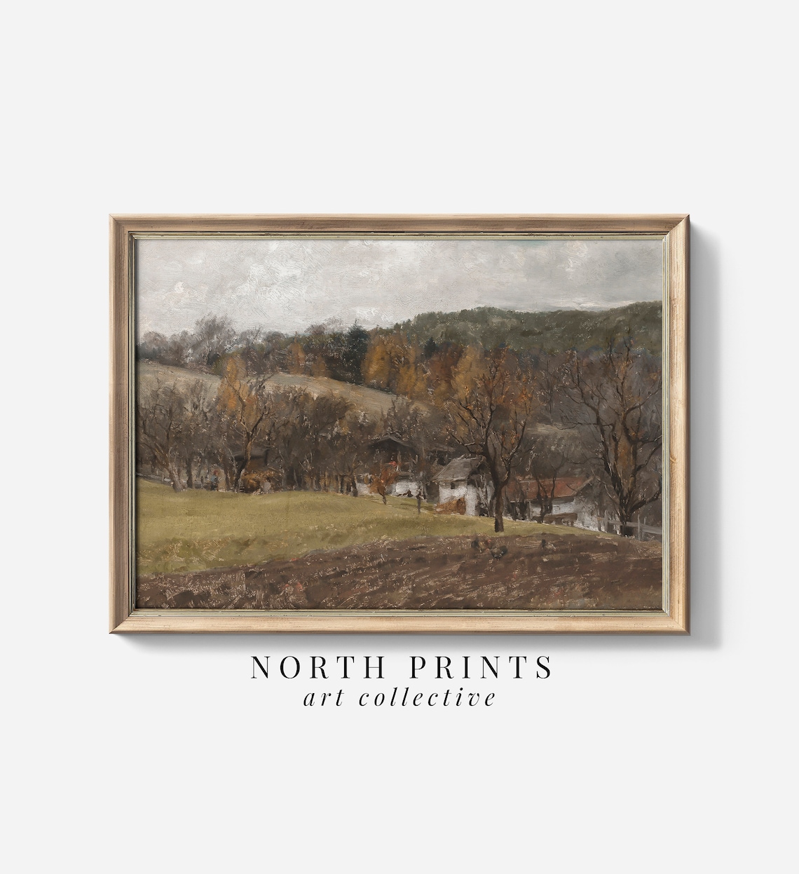 Vintage Autumn Landscape Art Print, Living Room Decor
