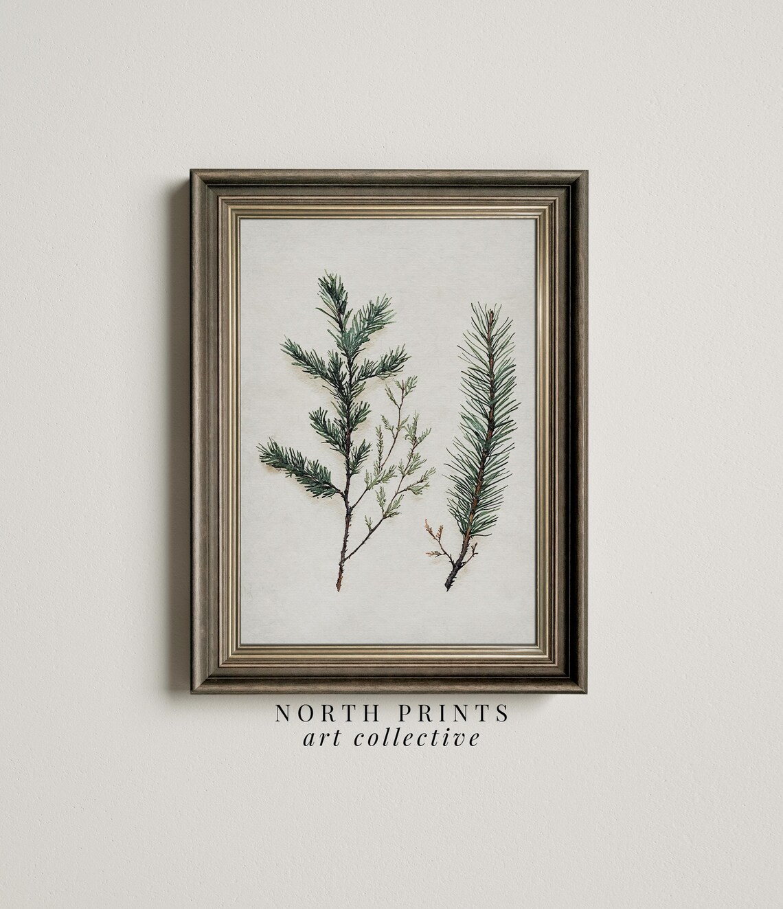 Country Christmas Winter Botanical Branches Art Print