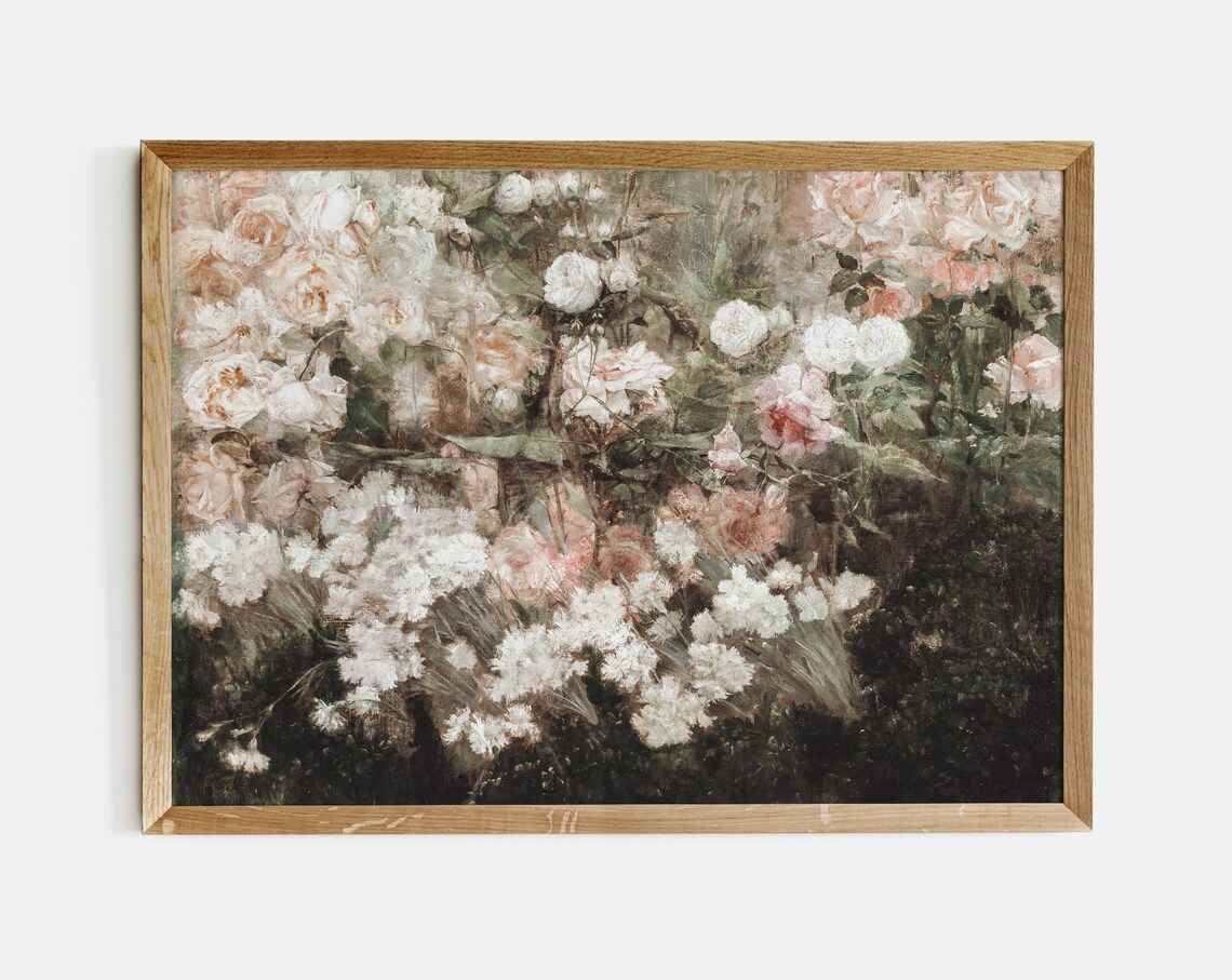 Rose Garden Vintage Moody Floral Art Print - Image 3