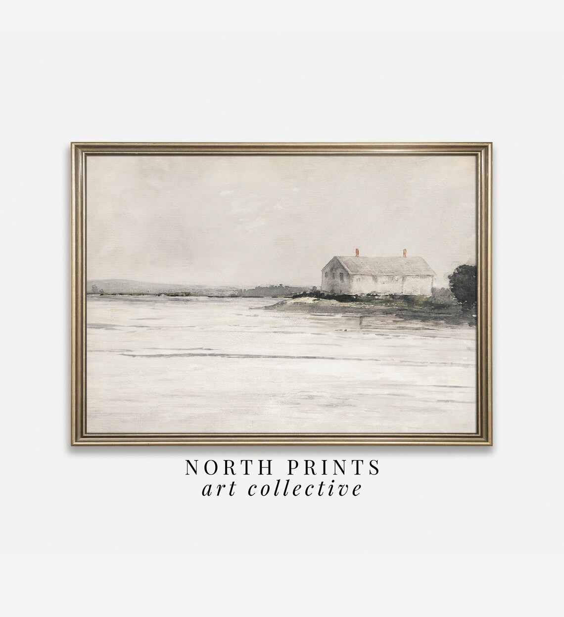 Lake House Vintage Coastal Neutral Art Print