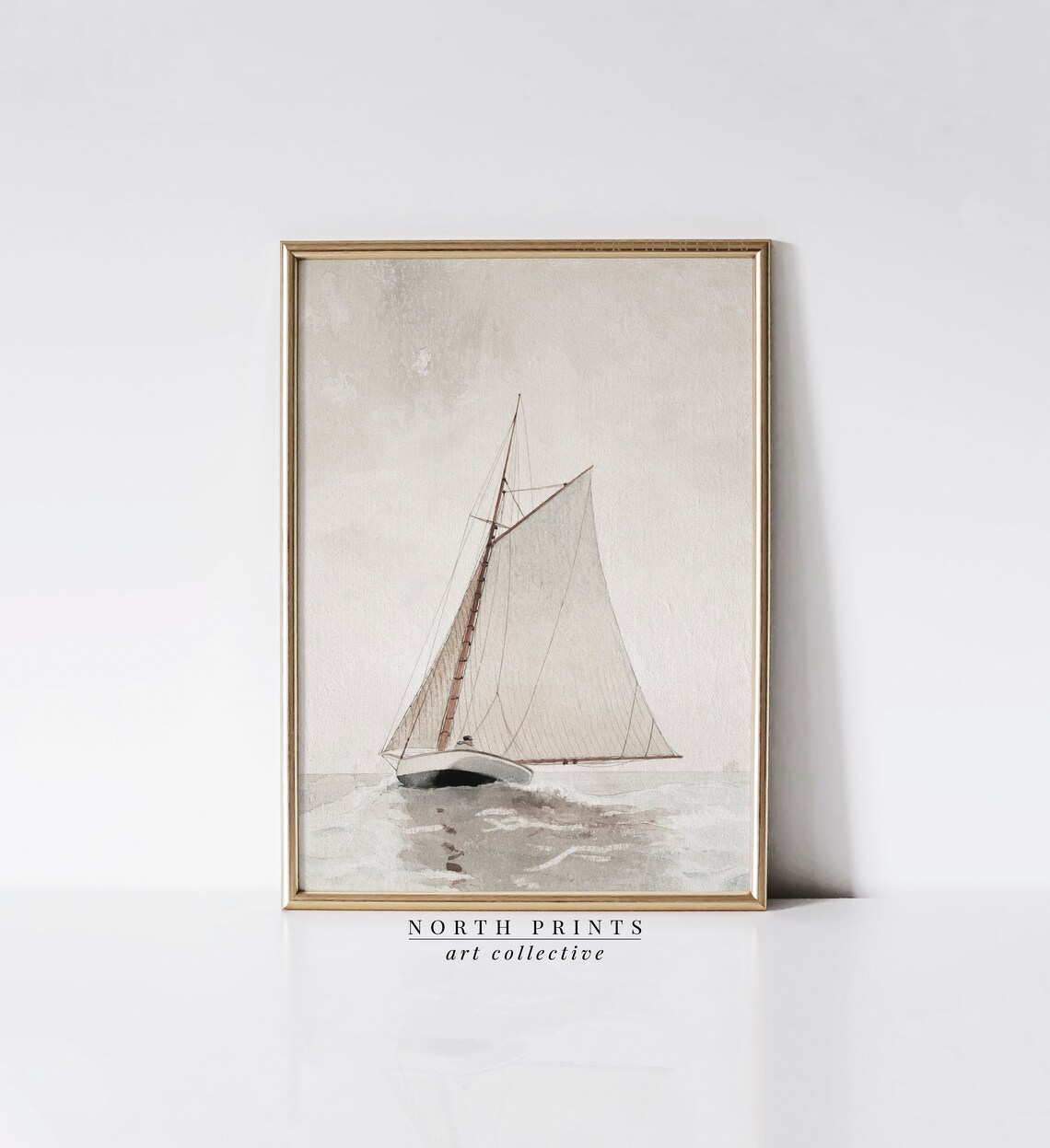 Vintage Sailboat Coastal Aesthetic Art Print - Image 2