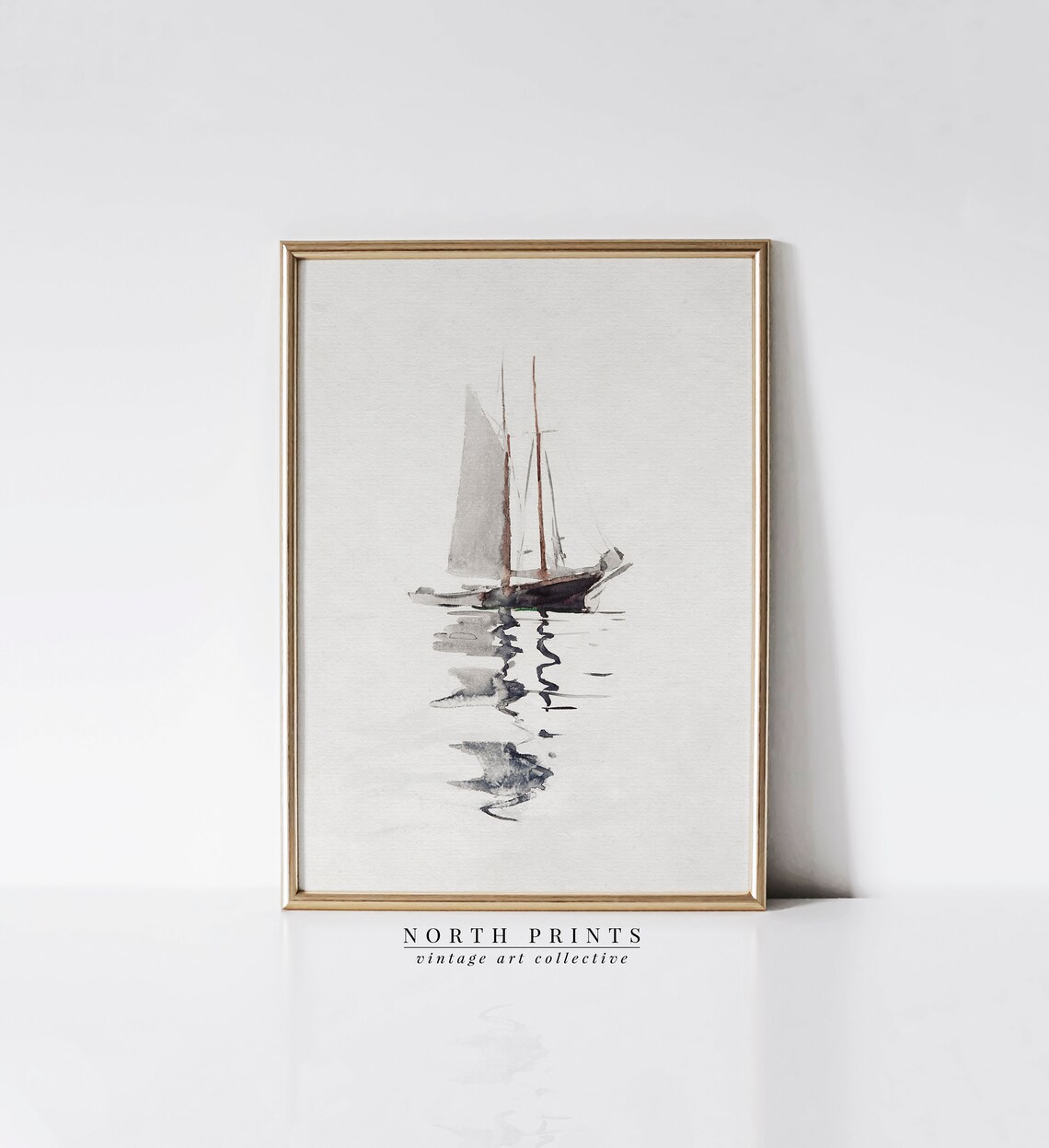 Neutral Nautical Sailboat Vintage Nursery Art Print - Image 4