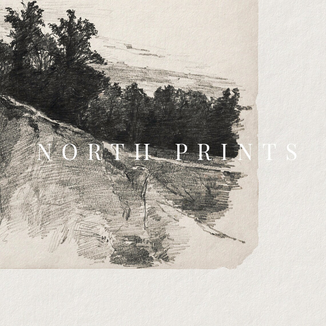 Landscape Sketch, Vintage Etching Drawing - Image 3