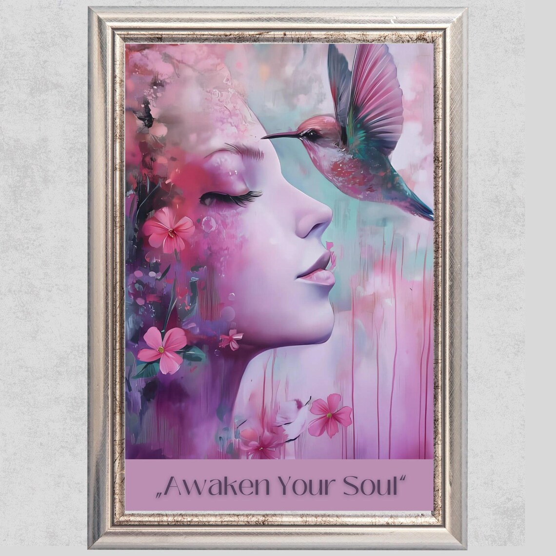 Awaken Your Soul Spiritual Woman With Hummingbird Pink Poster