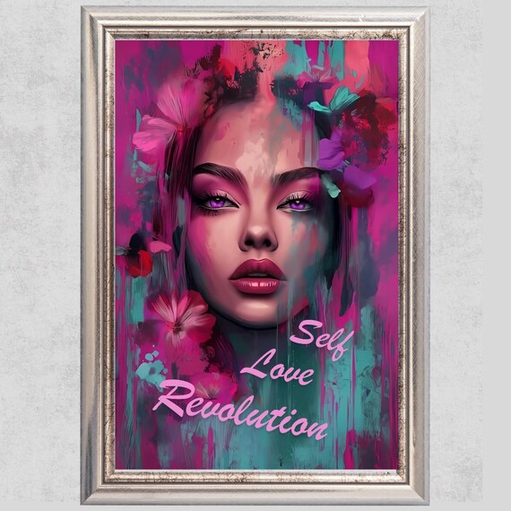 Self Love Revolution Poster Colorful Pop Art Wall Graffiti Street Style Inspirational For Selfconfidence