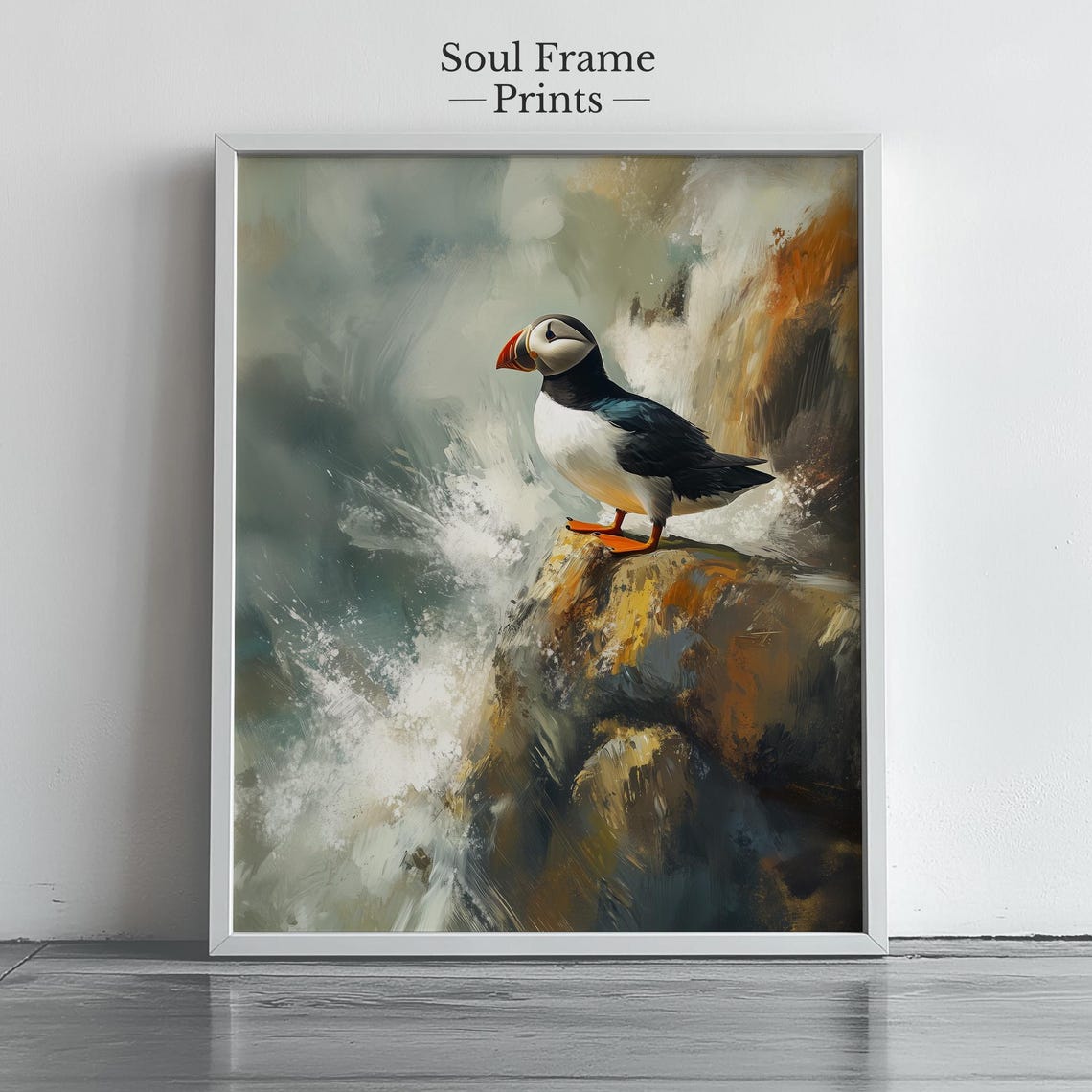 Atlantic Puffin Perched Proudly On A Rocky Sea Cliff Coastal Poster