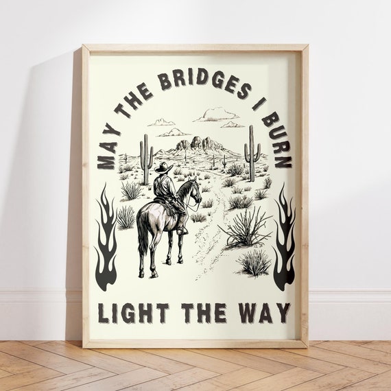 Vintage Cowboy Art Print Retro Western Home Decor