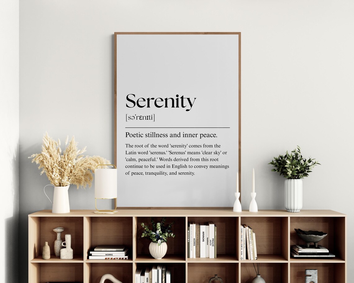 Serenity Definition Print Minimalist Home Office Wall Art