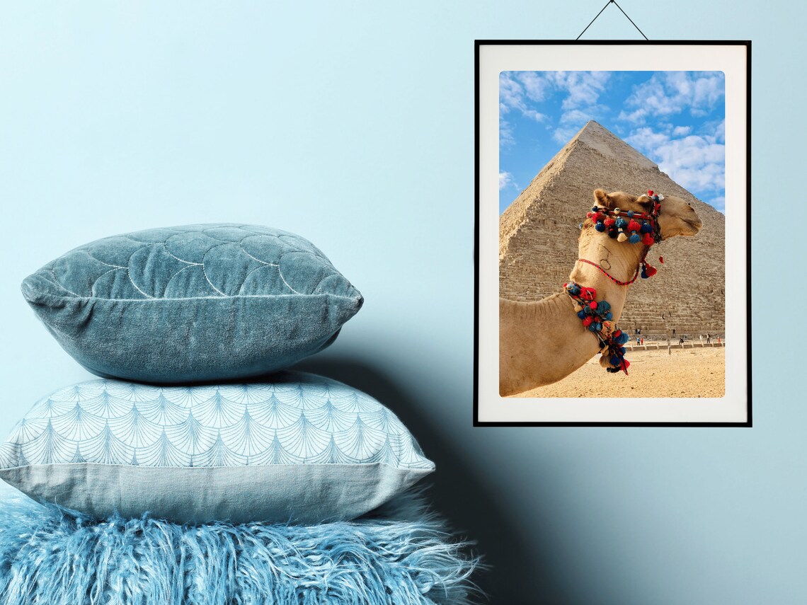 Camel Pyramid Giza Egypt Travel Photography Poster Colorful Desert Scene - Image 3