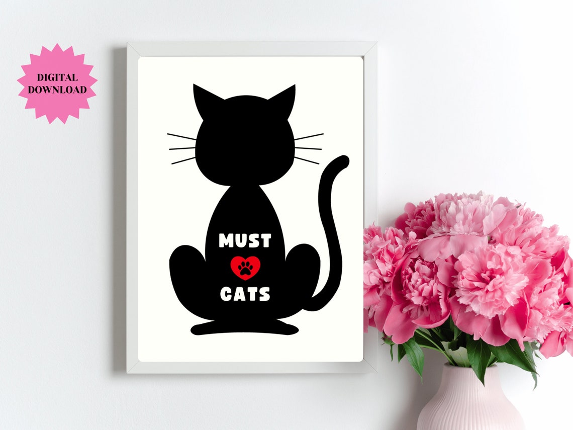 Must Love Dogs Must Love Cats Two Poster Silhouette Set Pet Lover Gift - Image 2