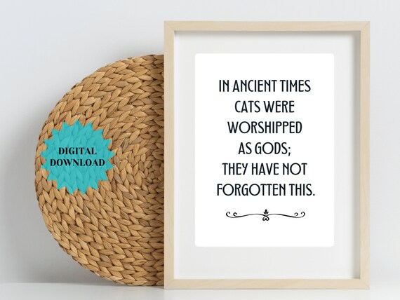 Cats Are God Cat Print Clever Cat Quote Cat Love Gift Idea Minimal Cat Wall Poster Cute Cat Art Cubicle Insta Cat Art