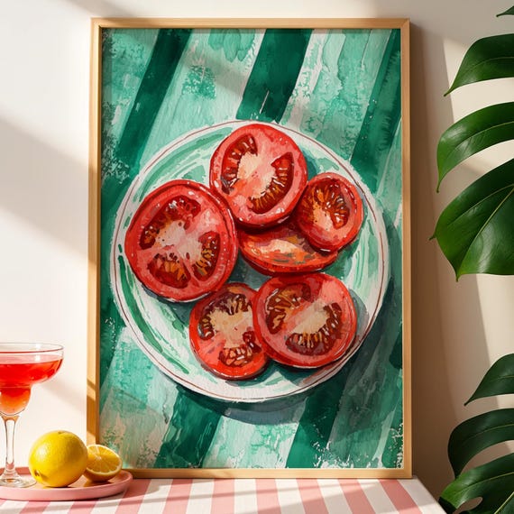 Tomato Kitchen Print Watercolor Food Art 5x7 Ratio Pdf Png Files