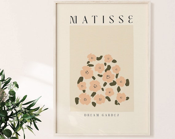 Matisse Flower Market Print Pink Wildflowers Sage Green Home Decor