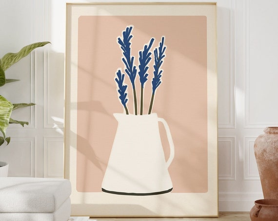 Lavender Flower Print, Minimalist Floral Art Print