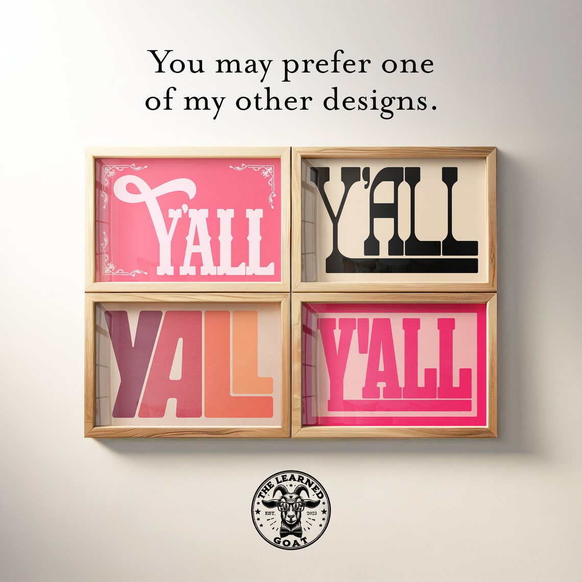Yall Hot Pink Modern Block Letters Southern Charm Greeting Wall Poster - Image 4