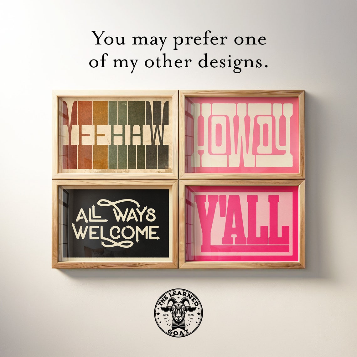 Yeehaw Retro Rainbow Stripe Split Letter Mid Century Cowgirl Poster - Image 4