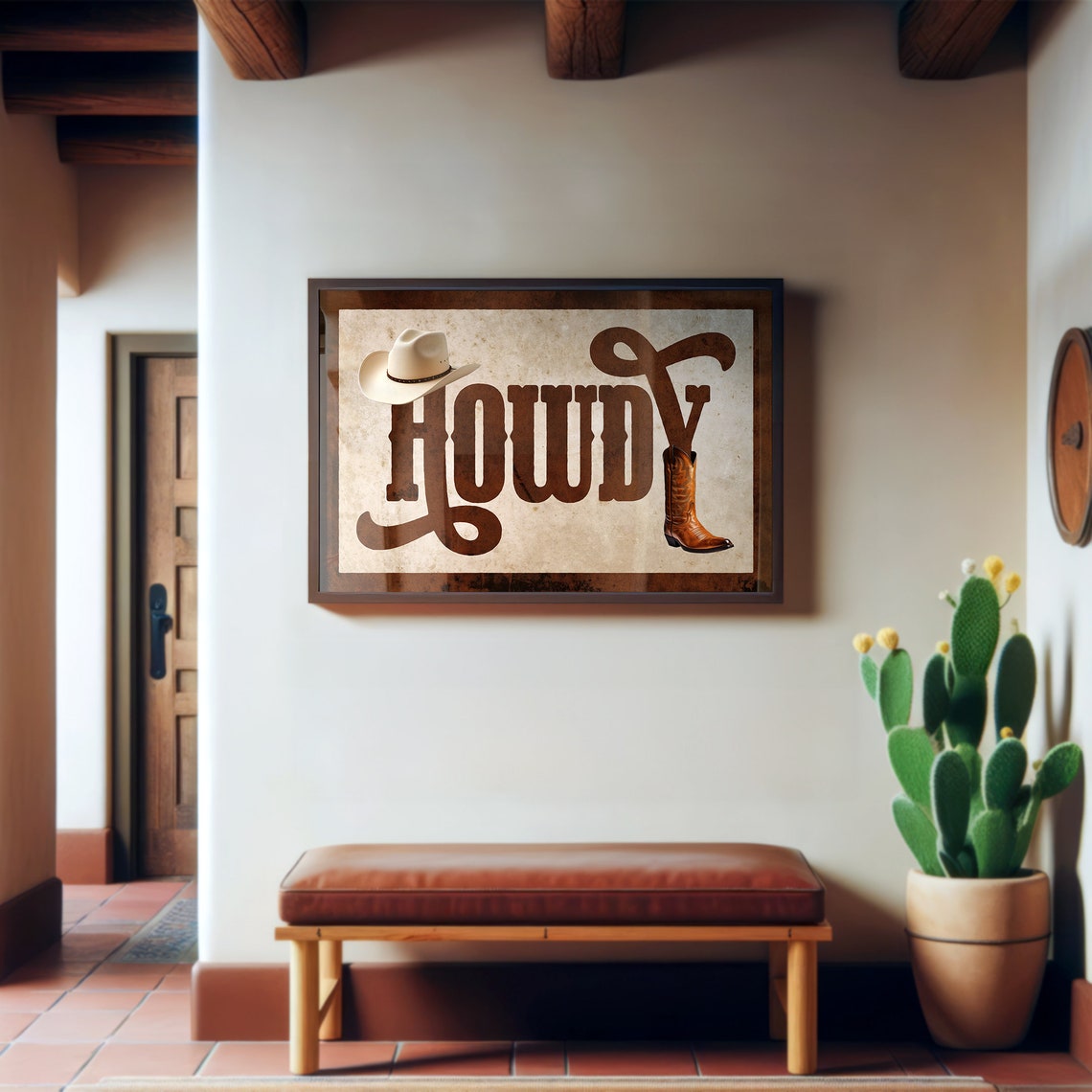 Howdy Cowboy Hat and Boot Photo Art Southwestern Entryway Poster