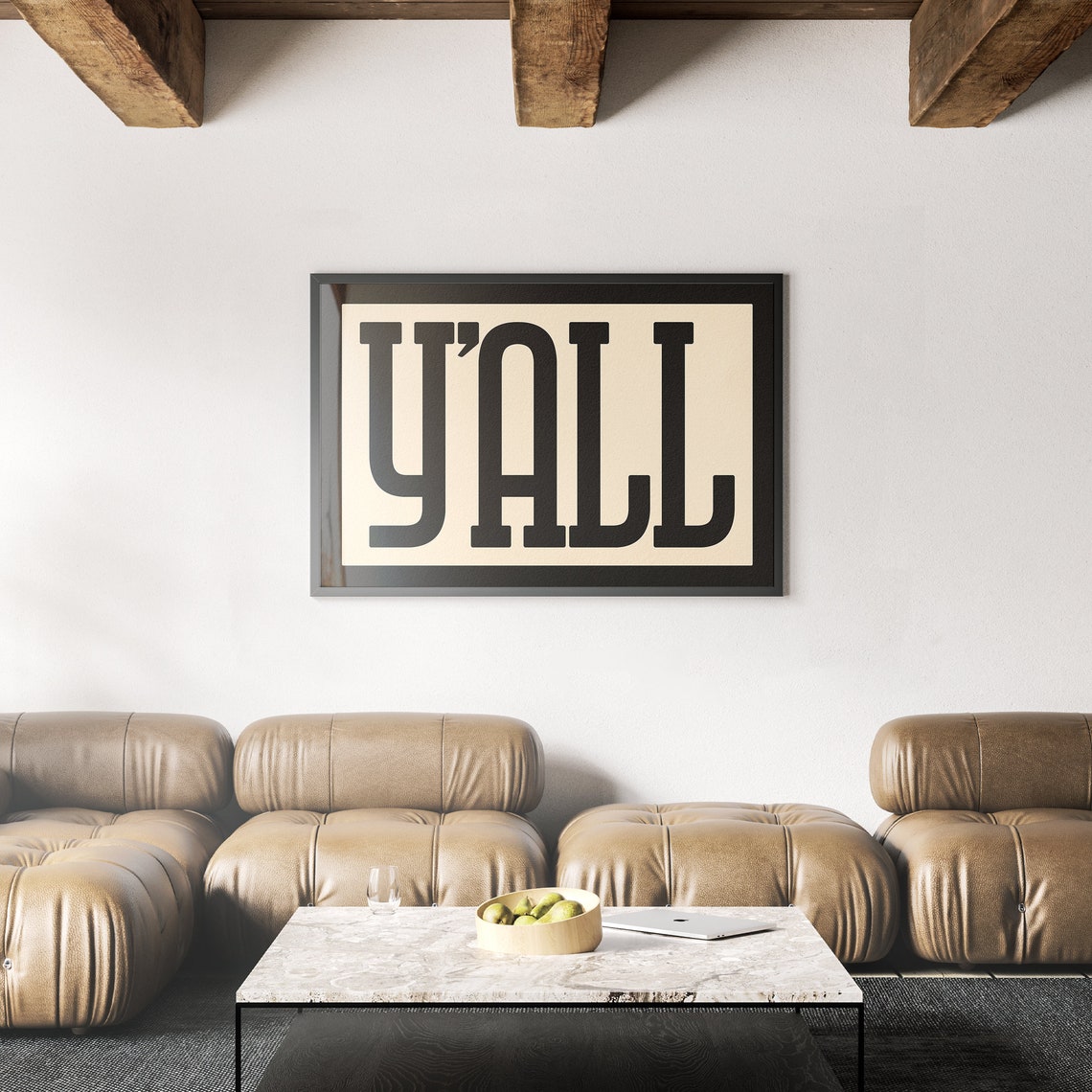 Y'All Tall Black Serif Letter Cream Modern Minimalist Home Print - Image 2