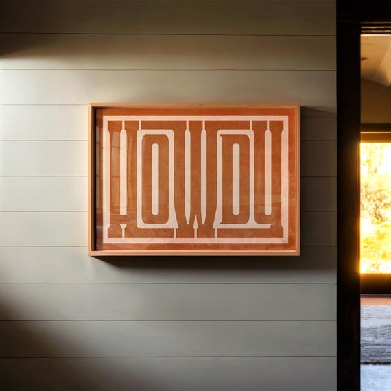 Howdy Typography Poster Southwestern Wall Art Tan Leather Howdy Picture Modern Farmhouse Art For Kitchen Western Decor Welcome Sign