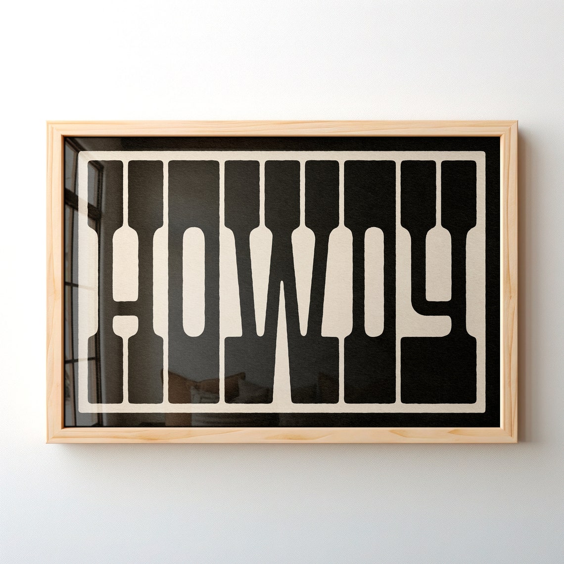 Howdy Cream On Black Bold Typography Modern Western Wall Poster