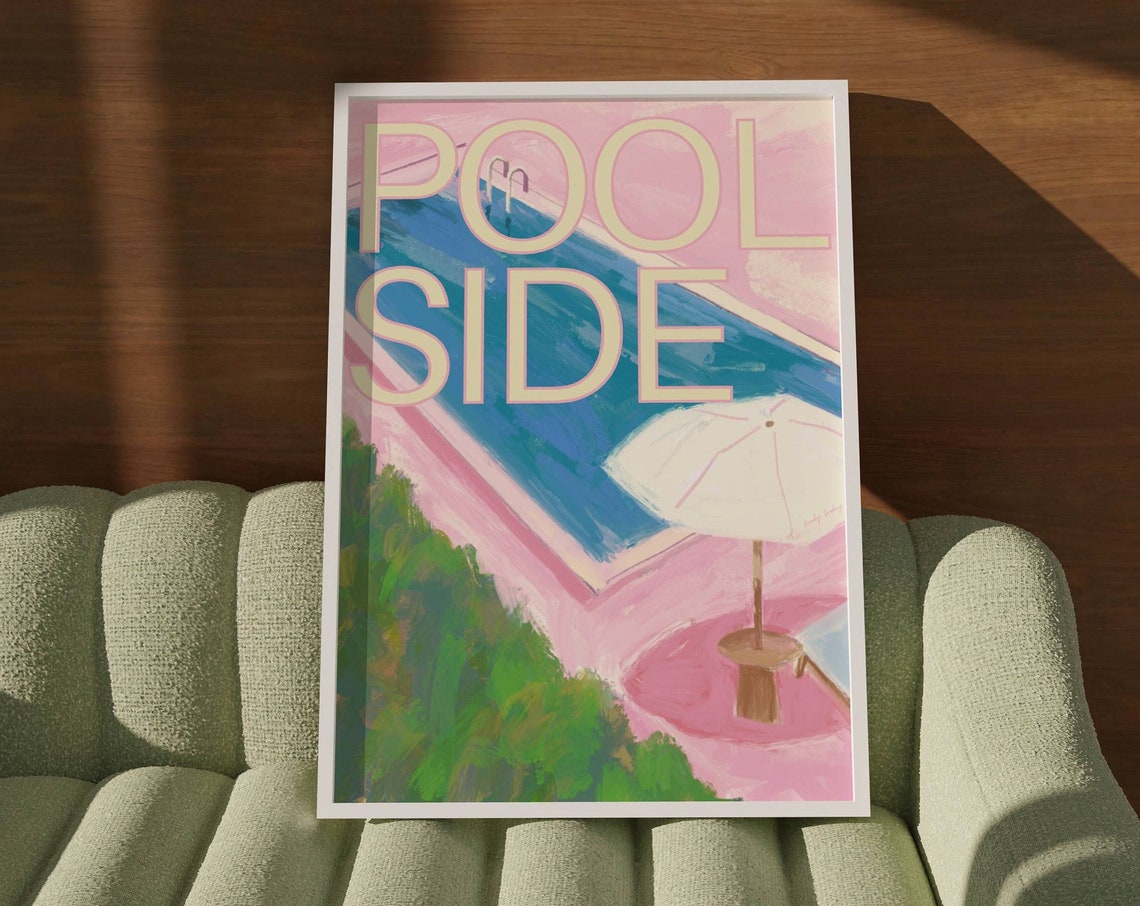 Pool Side Pastel Swimming Pool Poster with Bold Summer Typography